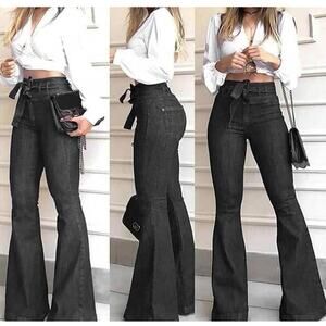 Vintage Life & Death Womens Boho Bells Bottom Pants Black Size 27 Tall Friendly